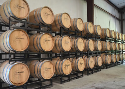 Moonrise Distillery barrels for aging sprits.